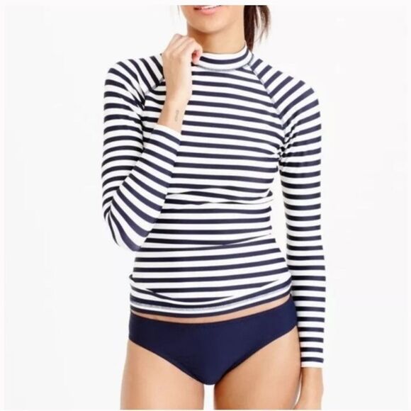 J. Crew Long Sleeve Rash Guard, Green and White Stripe, size M - Picture 9 of 9